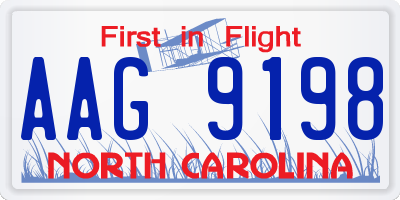 NC license plate AAG9198