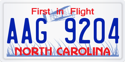 NC license plate AAG9204