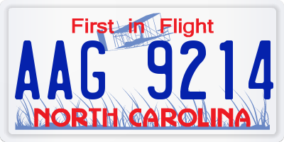 NC license plate AAG9214