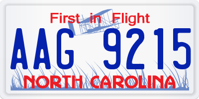 NC license plate AAG9215