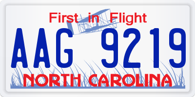 NC license plate AAG9219