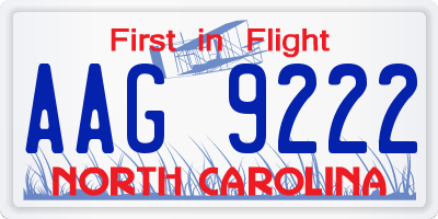 NC license plate AAG9222