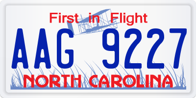 NC license plate AAG9227