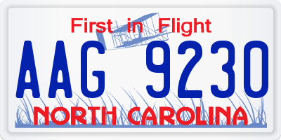 NC license plate AAG9230