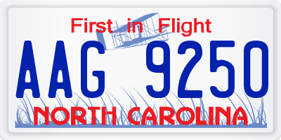 NC license plate AAG9250