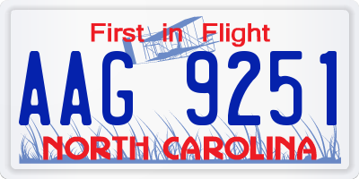 NC license plate AAG9251