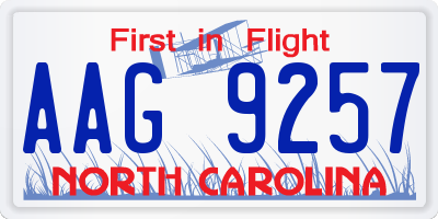 NC license plate AAG9257