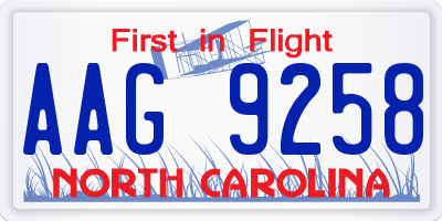 NC license plate AAG9258