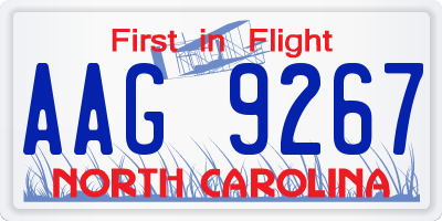 NC license plate AAG9267