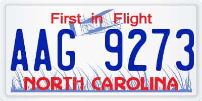 NC license plate AAG9273