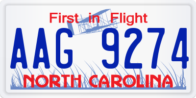 NC license plate AAG9274