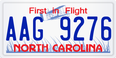 NC license plate AAG9276