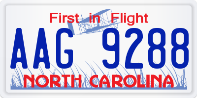 NC license plate AAG9288