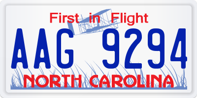 NC license plate AAG9294