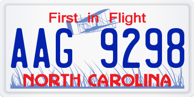 NC license plate AAG9298