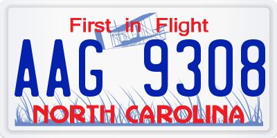 NC license plate AAG9308