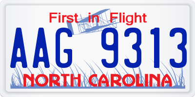 NC license plate AAG9313