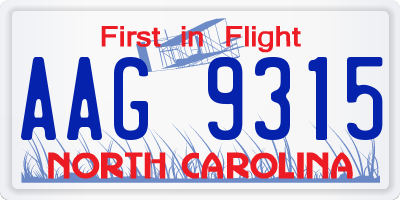 NC license plate AAG9315