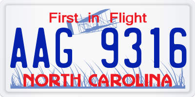 NC license plate AAG9316