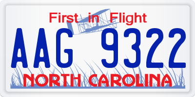 NC license plate AAG9322