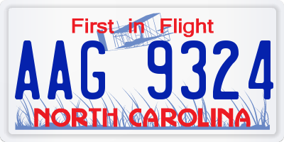 NC license plate AAG9324