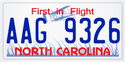 NC license plate AAG9326
