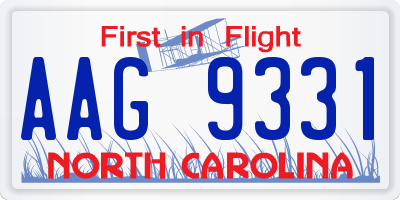 NC license plate AAG9331