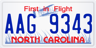 NC license plate AAG9343