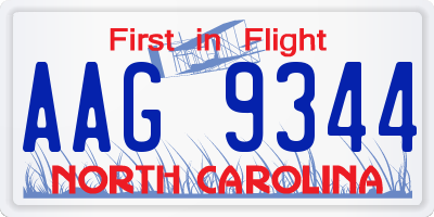 NC license plate AAG9344