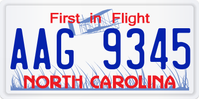 NC license plate AAG9345