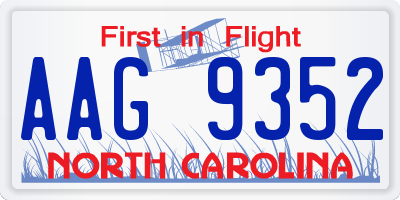 NC license plate AAG9352