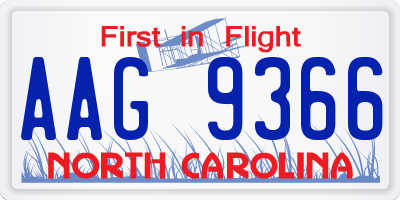 NC license plate AAG9366