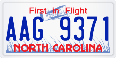 NC license plate AAG9371