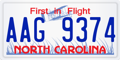 NC license plate AAG9374