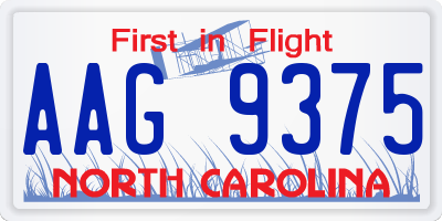 NC license plate AAG9375