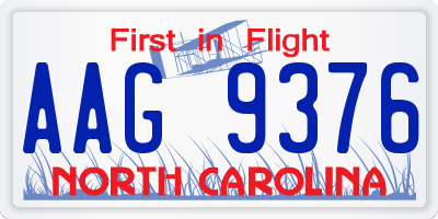 NC license plate AAG9376