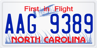 NC license plate AAG9389