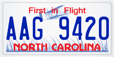 NC license plate AAG9420