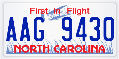 NC license plate AAG9430