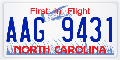NC license plate AAG9431