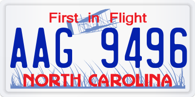 NC license plate AAG9496