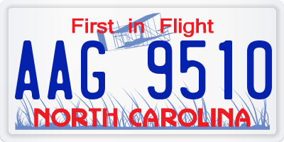 NC license plate AAG9510
