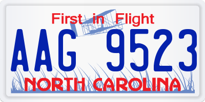 NC license plate AAG9523