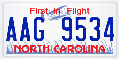 NC license plate AAG9534