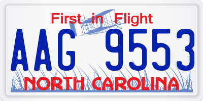 NC license plate AAG9553