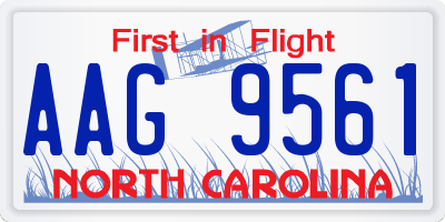 NC license plate AAG9561