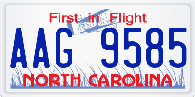 NC license plate AAG9585