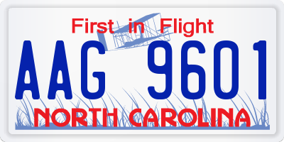 NC license plate AAG9601