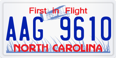NC license plate AAG9610