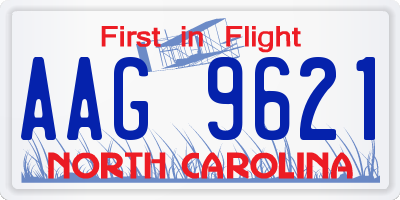 NC license plate AAG9621